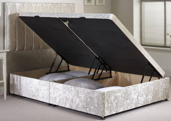 image of the Crushed Velvet Fabric Ottoman Storage Divan Base sold online at AAA Beds
