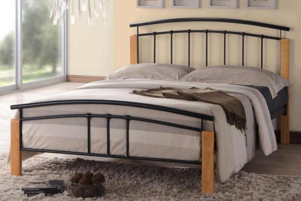 Time Living Tetras Black & Beech Metal Bed Frame