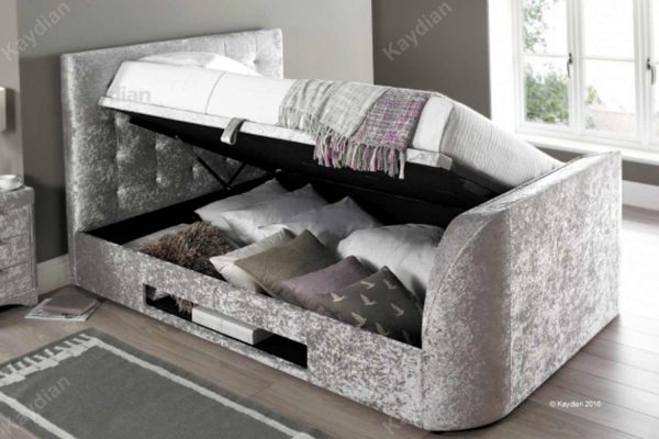 Kaydian Barnard Ottoman TV Bed - Silver Crush