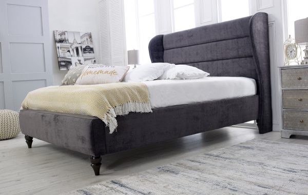 Anna Fabric Upholstered Wing Bed Frame