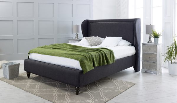 Oscar Fabric Upholstered Wing Bed Frame - Image 2