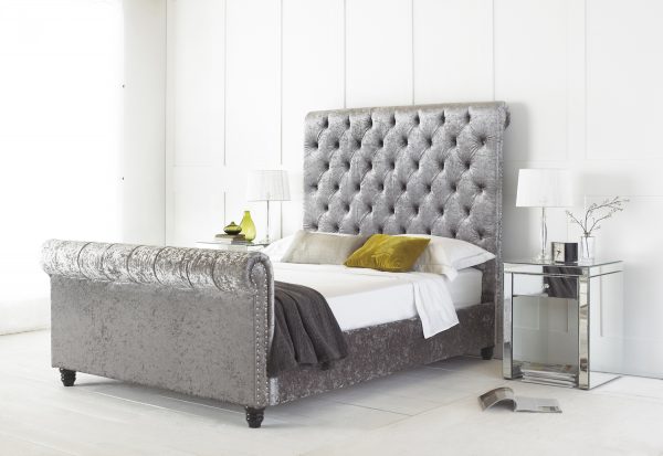 Buxton Tall Chesterfield Upholstered Sleigh Bed Frame