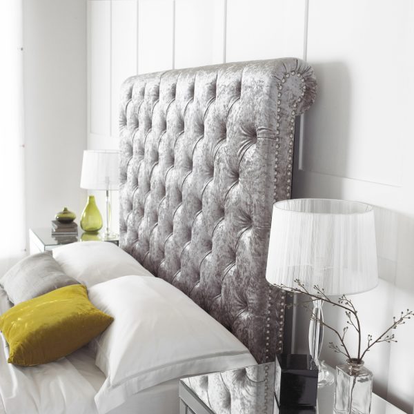 Buxton Tall Chesterfield Upholstered Sleigh Bed Frame - Image 2