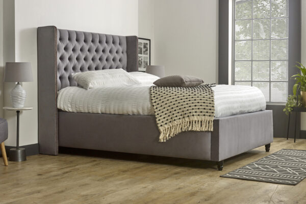 Windsor Chesterfield Upholstered Wing Bed Frame