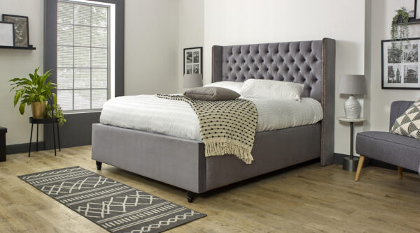 Windsor Chesterfield Upholstered Wing Bed Frame - Image 5