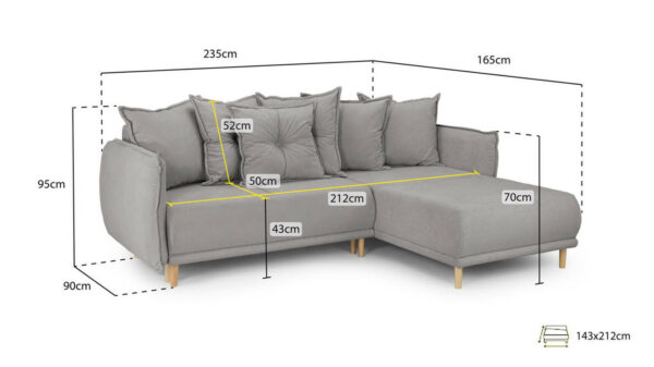 Gale Grey Universal Corner Sofabed - Image 7