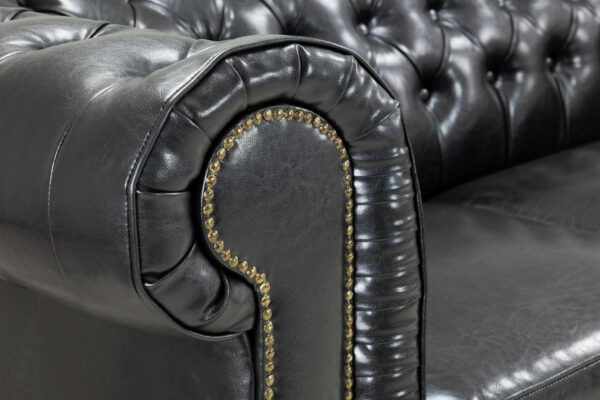 Chesterfield Black 2 Seater Sofa - Image 5
