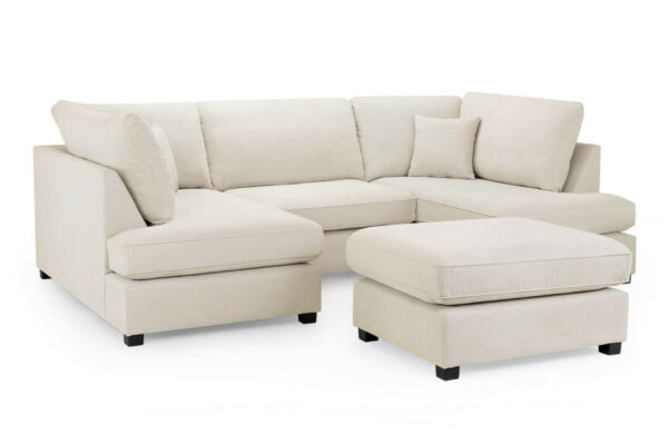 Carnaby Beige U Shape Corner Sofa Including Footstool