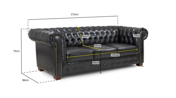 Chesterfield Oxblood Red 3 Seater Sofa - Image 7