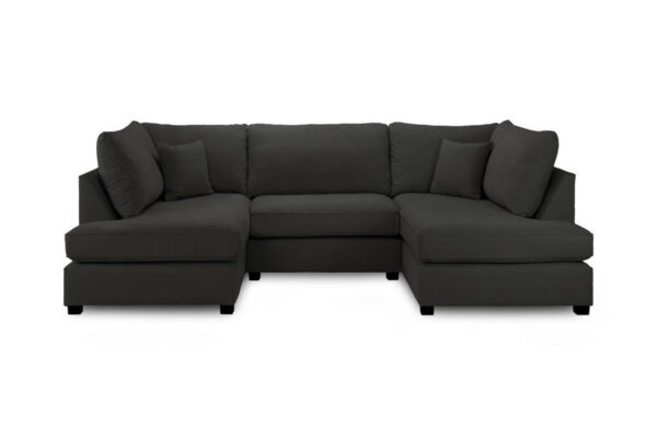 Carnaby Black U Shape Corner Sofa Including Footstool - Image 3