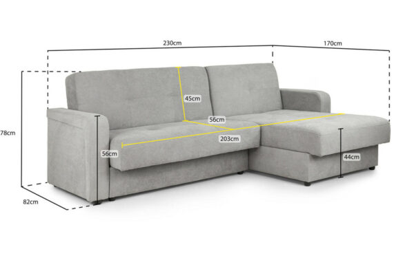 Kair Plush Blue Universal Corner Sofabed - Image 7