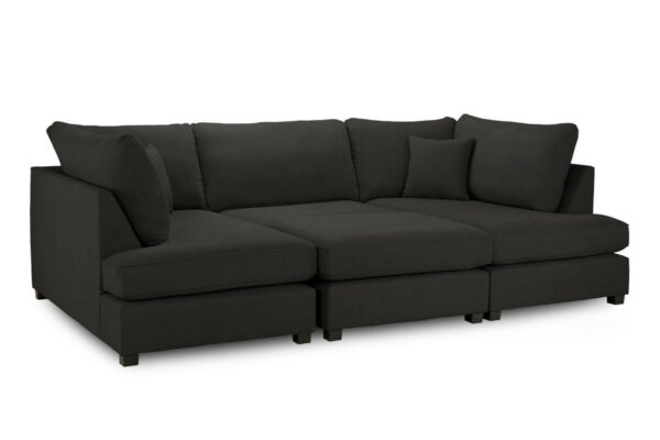 Carnaby Black U Shape Corner Sofa Including Footstool - Image 4