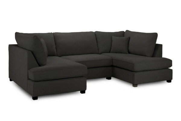 Carnaby Black U Shape Corner Sofa Including Footstool - Image 2