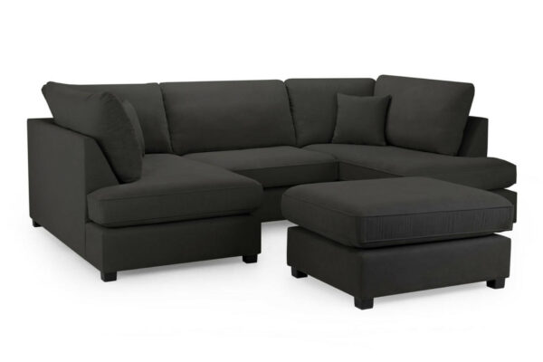 Carnaby Black U Shape Corner Sofa Including Footstool