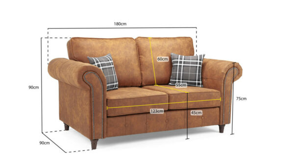 Oakland Tan 2 Seater Sofa - Image 7