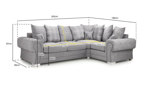 Verona Grey Right Hand Facing Corner Scatterback Sofabed - Image 7