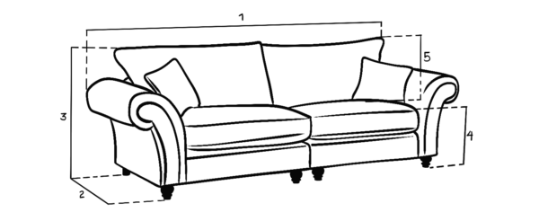 Windsor Grey 4 Seater Fullback Sofa - Image 7
