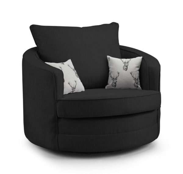 Verona Black Swivel Chair Fullback Sofa